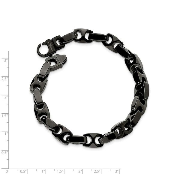 Kazi Luxury Chisel Tungsten Polished Black IP-plated 9 inch Bracelet - Picture 4 of 4